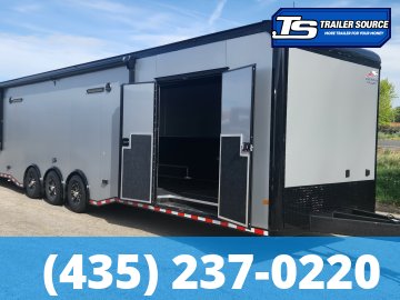 8.5x34 American Hauler Silver Hawk Enclosed Car Hauler Trailer - 7'10" Interior - 18K GVWR - A/C Prep Package, Air Compressor Prep Pkg, Black Out Package, Dovetail, Extended Tongue