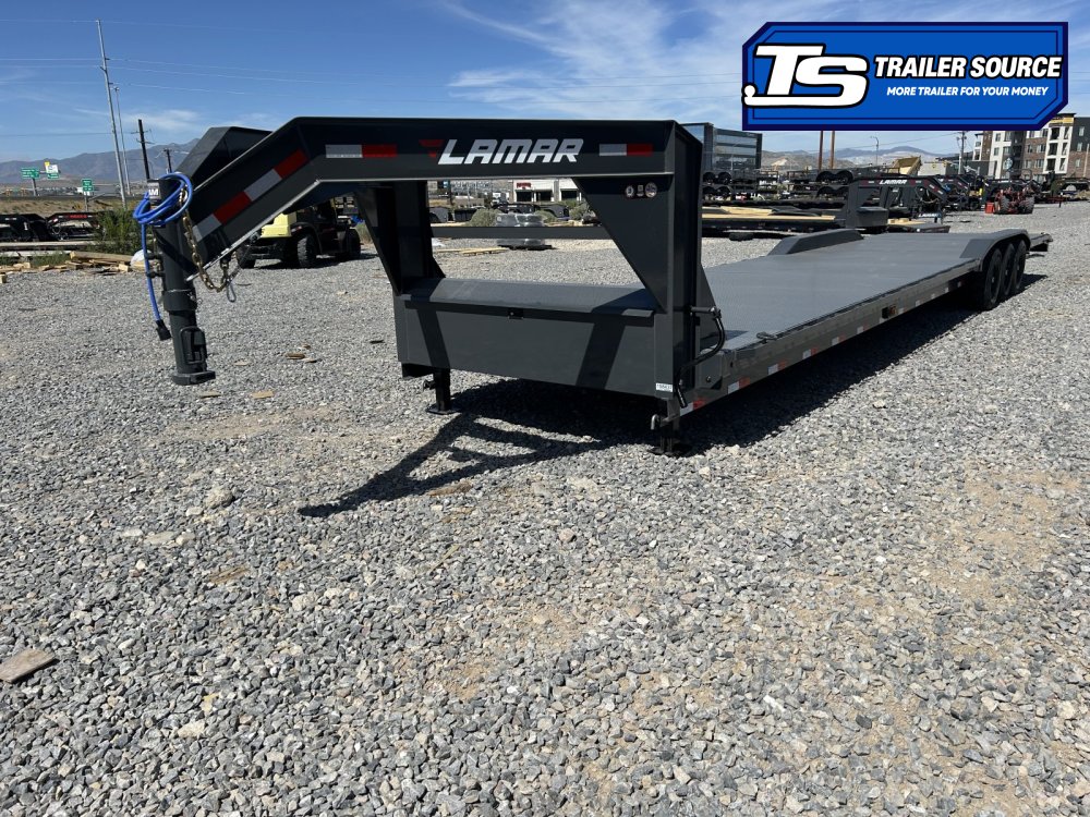 8.5x40 Lamar H8 Gooseneck Wide Body w/ Drive Over Fenders Equipment Trailer - 21K GVWR - Full Steel Floor