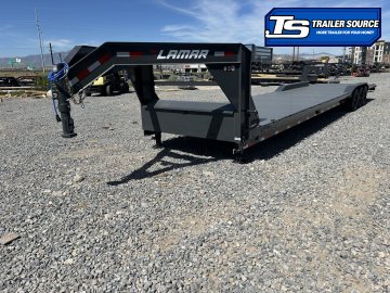 8.5x40 Lamar H8 Gooseneck Wide Body w/ Drive Over Fenders Equipment Trailer - 21K GVWR - Full Steel Floor