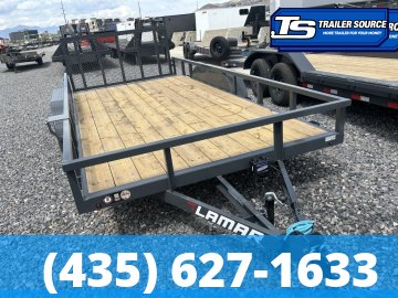 7x14 Lamar UC Tandem Axle Utility Trailer - 7K GVWR - Ramp Gate, Tube Top Rail