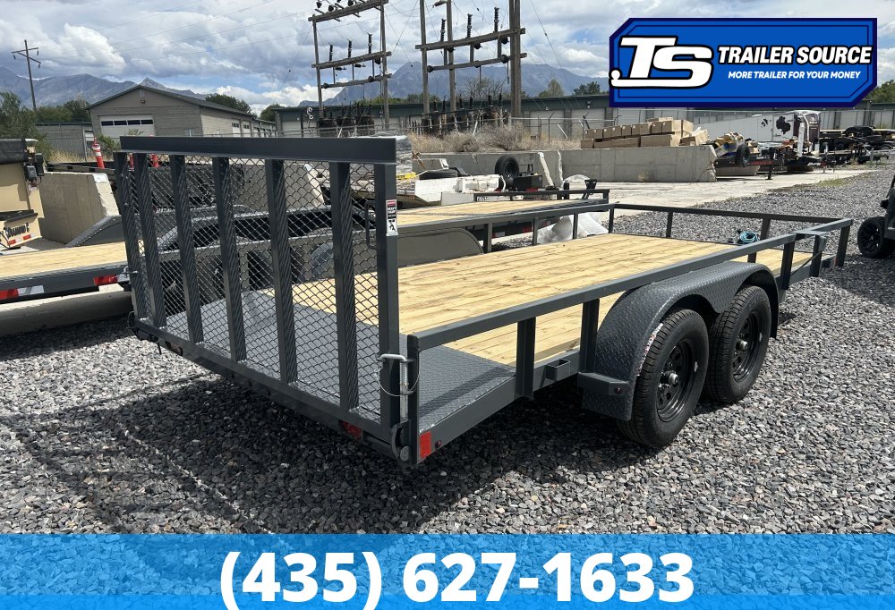 7x14 Lamar UC Tandem Axle Utility Trailer - 7K GVWR - Ramp Gate, Tube Top Rail