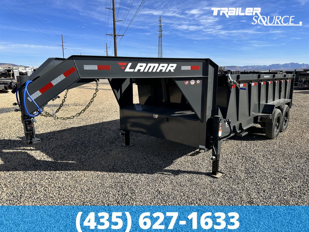 7x14 Lamar DT Telescoping Gooseneck 36" Sides 14K Dump Trailer