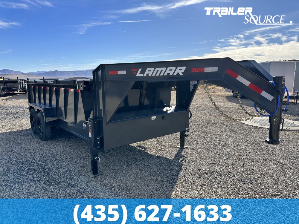 7x14 Lamar DT Telescoping Gooseneck 36" Sides 14K Dump Trailer