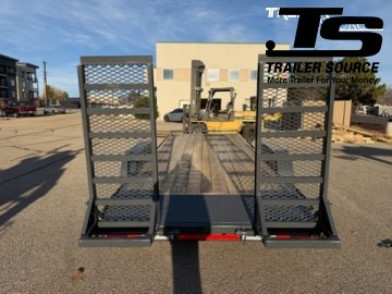 7x16 Lamar CC Flatbed Car Hauler Trailer - 10K GVWR Removable Fenders, Stand Up Ramps