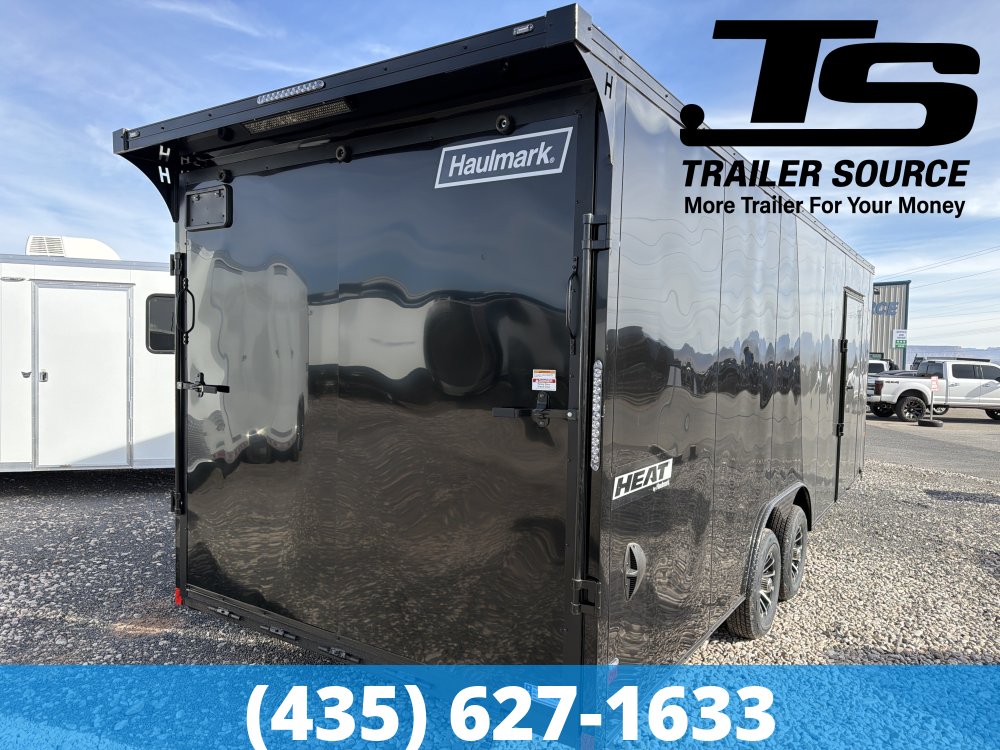 8.5x24 Haulmark Heat Enclosed Car Hauler Trailer - 7'6" Interior - 10K GVWR 2 Tone Color, Black Out Package, Rear Spoiler w/ Load Lights