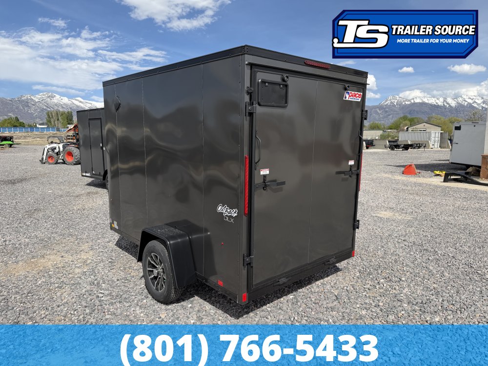 6x10 Pace American Outback DLX Enclosed Cargo Trailer - 6'6" Interior - 3.5K GVWR - Alloy Wheels, Black Out Package, Ramp Door