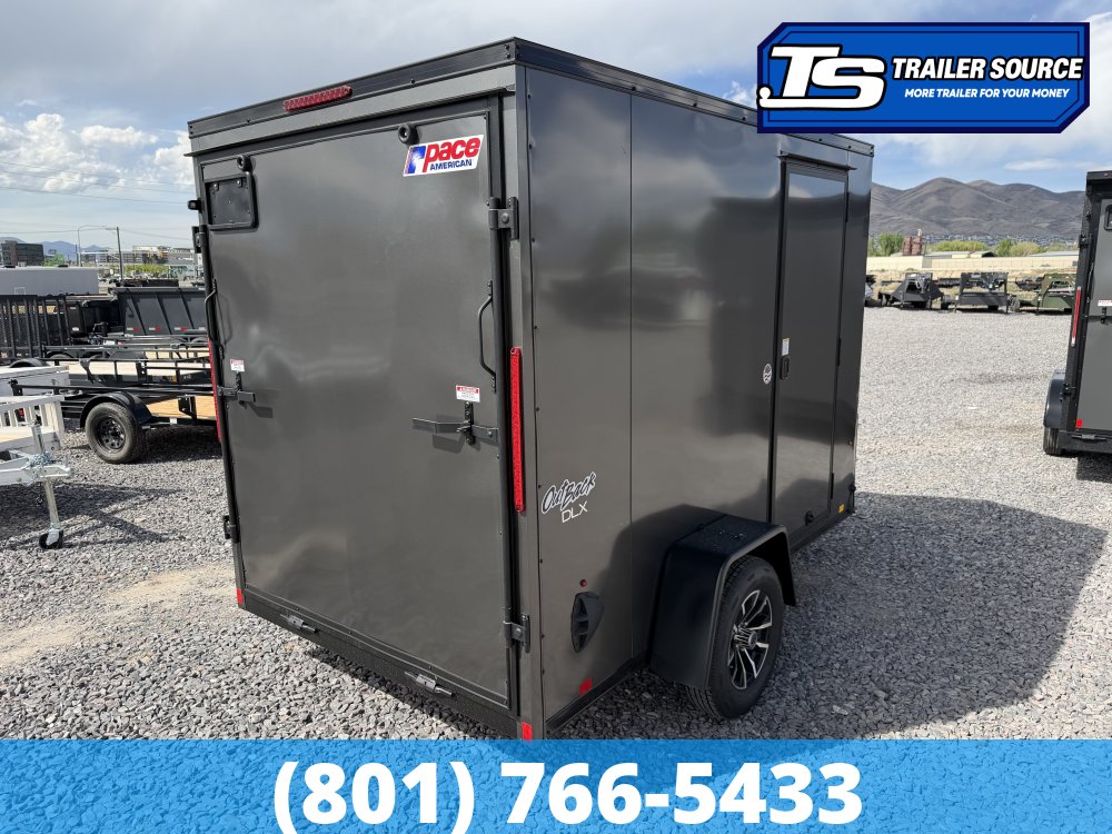 6x10 Pace American Outback DLX Enclosed Cargo Trailer - 6'6" Interior - 3.5K GVWR - Alloy Wheels, Black Out Package, Ramp Door