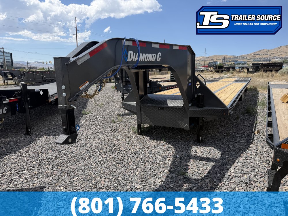 8.5x40 Diamond C FMAX-HDT 212SS Super Single Gooseneck Hydraulic Dovetail Equipment Trailer - 25.9K GVWR - ABS Brakes, Hydraulic Jack(s)