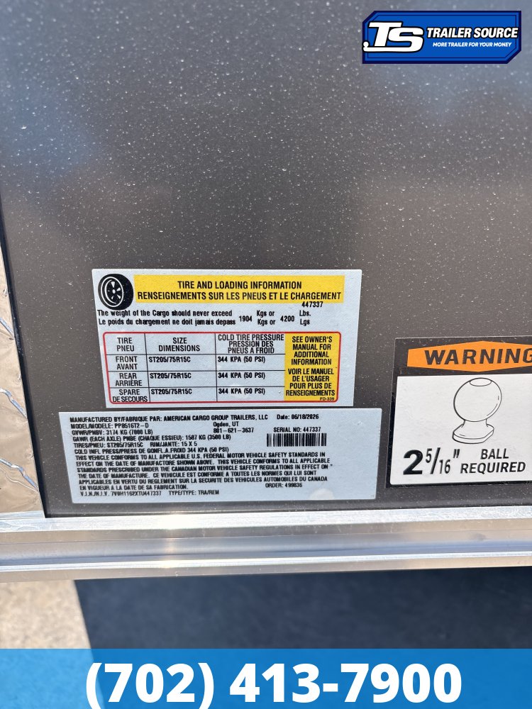 8.5x16 Haulmark Passport DELUXE Enclosed Cargo Trailer - 7'6" Interior - 7K GVWR - .080 PolyCor, Dovetail