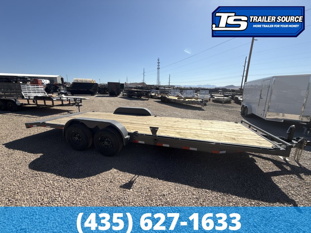 7x22 Lamar CC Flatbed Car Hauler Trailer - 10K GVWR D-Rings