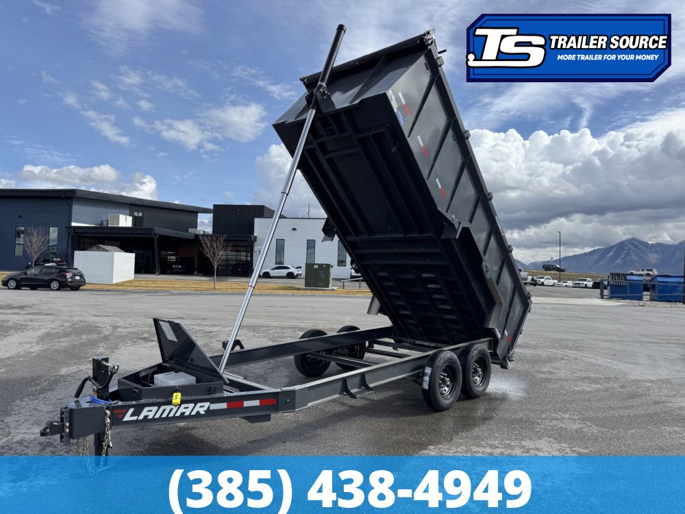 7x16 Lamar DT Dump Trailer - 48" Sides - 14K GVWR - Stabilizer Jacks, Telescopic