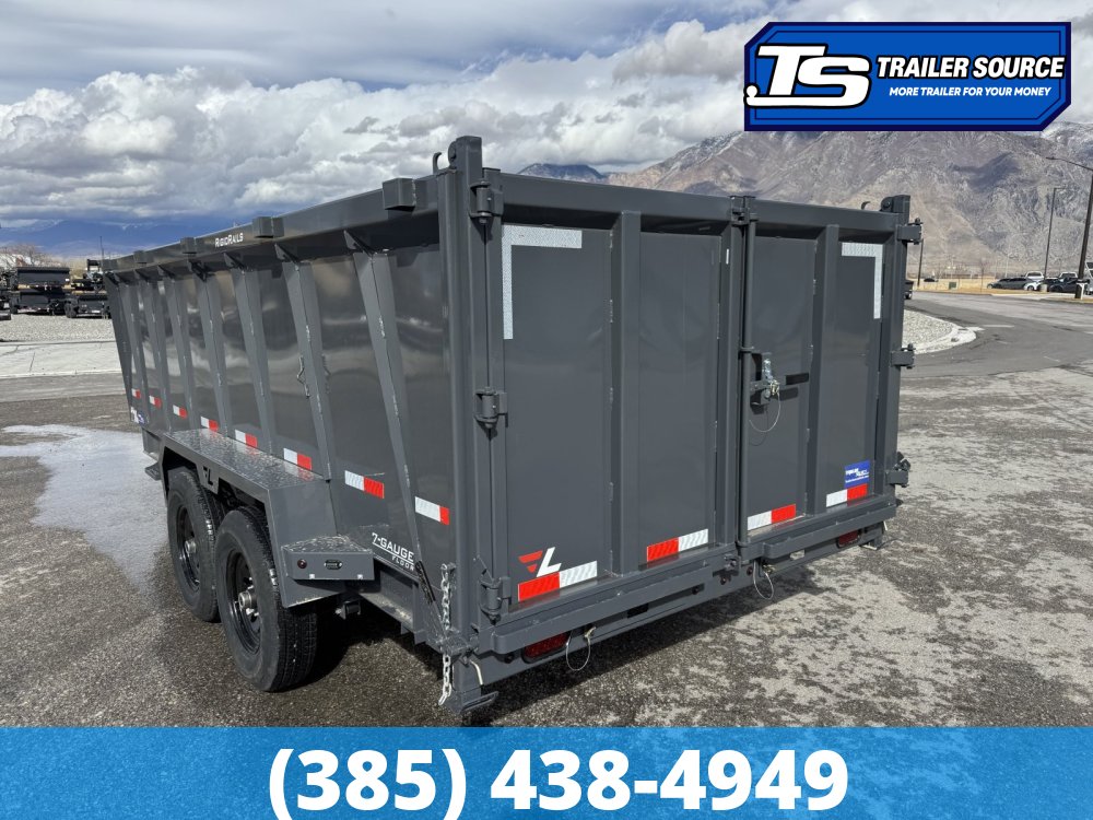 7x16 Lamar DT Dump Trailer - 48" Sides - 14K GVWR - Stabilizer Jacks, Telescopic