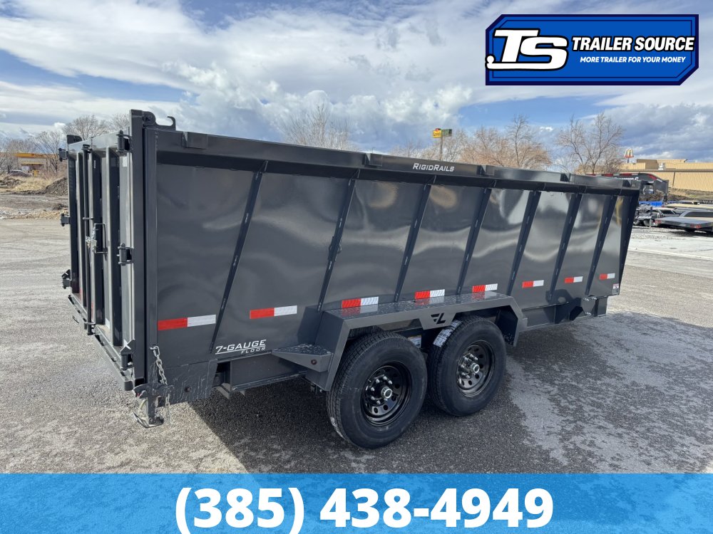 7x16 Lamar DT Dump Trailer - 48" Sides - 14K GVWR - Stabilizer Jacks, Telescopic