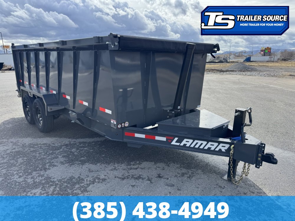 7x16 Lamar DT Dump Trailer - 48" Sides - 14K GVWR - Stabilizer Jacks, Telescopic