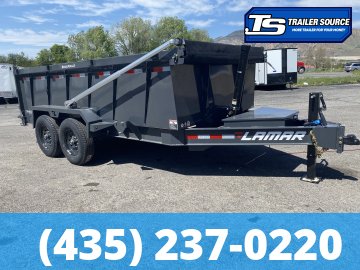 7x14 Lamar DT Dump Trailer - 36" Sides - 14K GVWR - Long Arm Tarp, Stabilizer Jacks, Telescopic