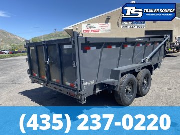 7x14 Lamar DT Dump Trailer - 36" Sides - 14K GVWR - Long Arm Tarp, Stabilizer Jacks, Telescopic