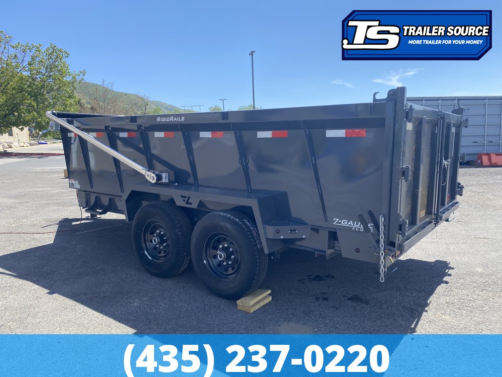 7x14 Lamar DT Dump Trailer - 36" Sides - 14K GVWR - Long Arm Tarp, Stabilizer Jacks, Telescopic