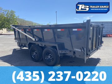 7x14 Lamar DT Dump Trailer - 36" Sides - 14K GVWR - Long Arm Tarp, Stabilizer Jacks, Telescopic