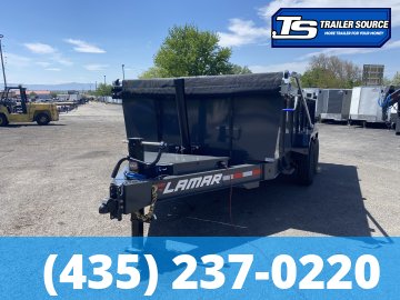 7x14 Lamar DT Dump Trailer - 36" Sides - 14K GVWR - Long Arm Tarp, Stabilizer Jacks, Telescopic