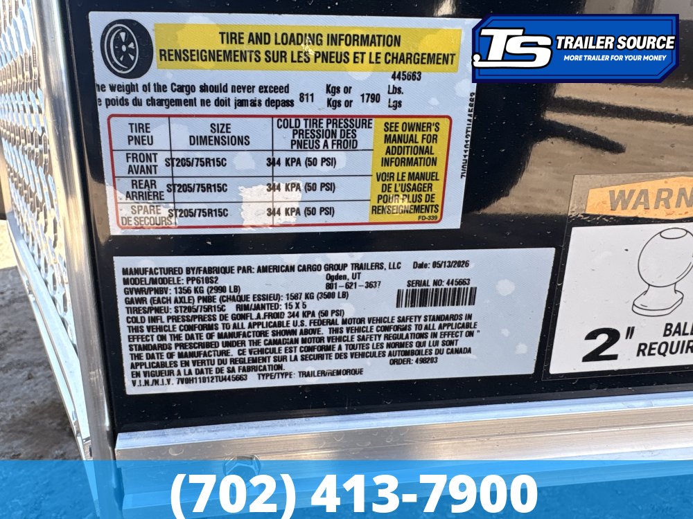6x10 Haulmark Passport Enclosed Cargo Trailer - 6'6" Interior - 3.5K GVWR -