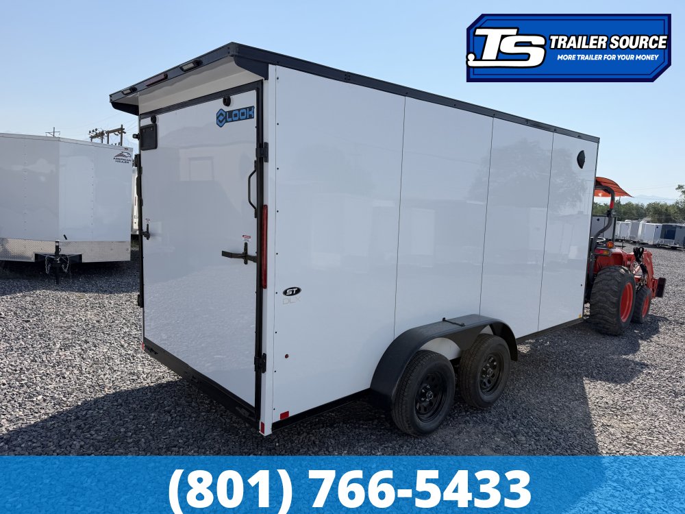 7x16 Look ST DLX Enclosed Cargo Trailer - 7'0" Interior - 7K GVWR - .080 PolyCor, Black Out Package, Rear Spoiler w/ Load Lights, Roadside Door