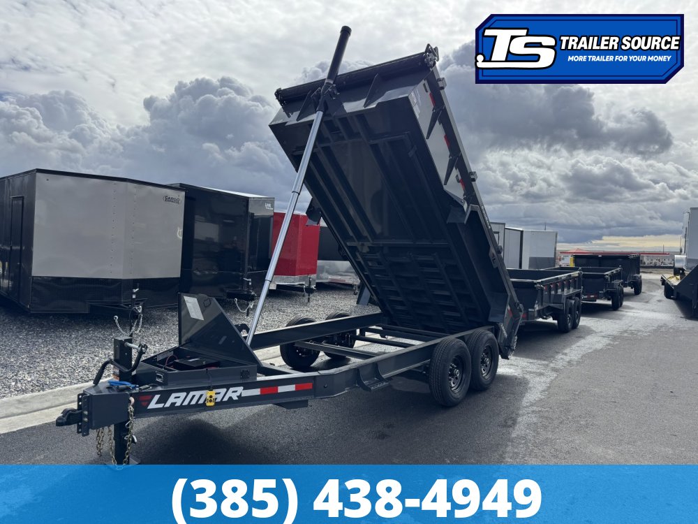 7x14 Lamar DT Dump Trailer - 24" Sides - 14K GVWR - Stabilizer Jacks, Telescopic