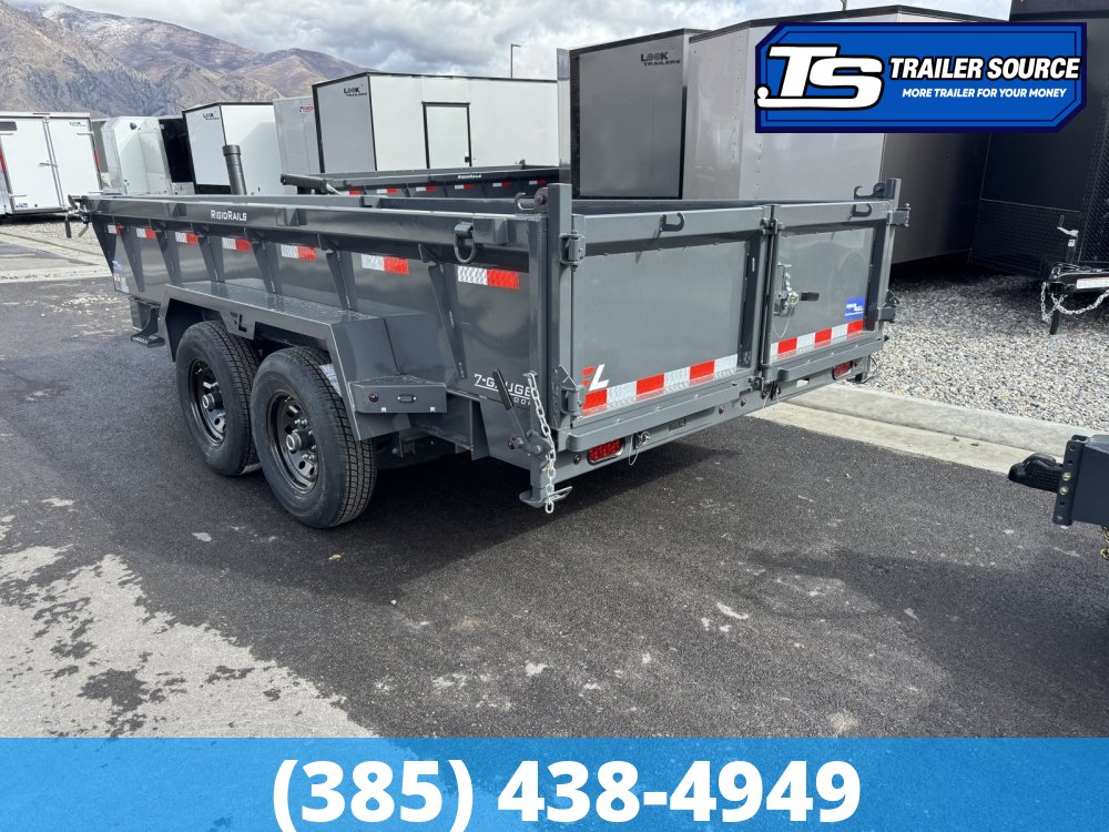 7x14 Lamar DT Dump Trailer - 24" Sides - 14K GVWR - Stabilizer Jacks, Telescopic
