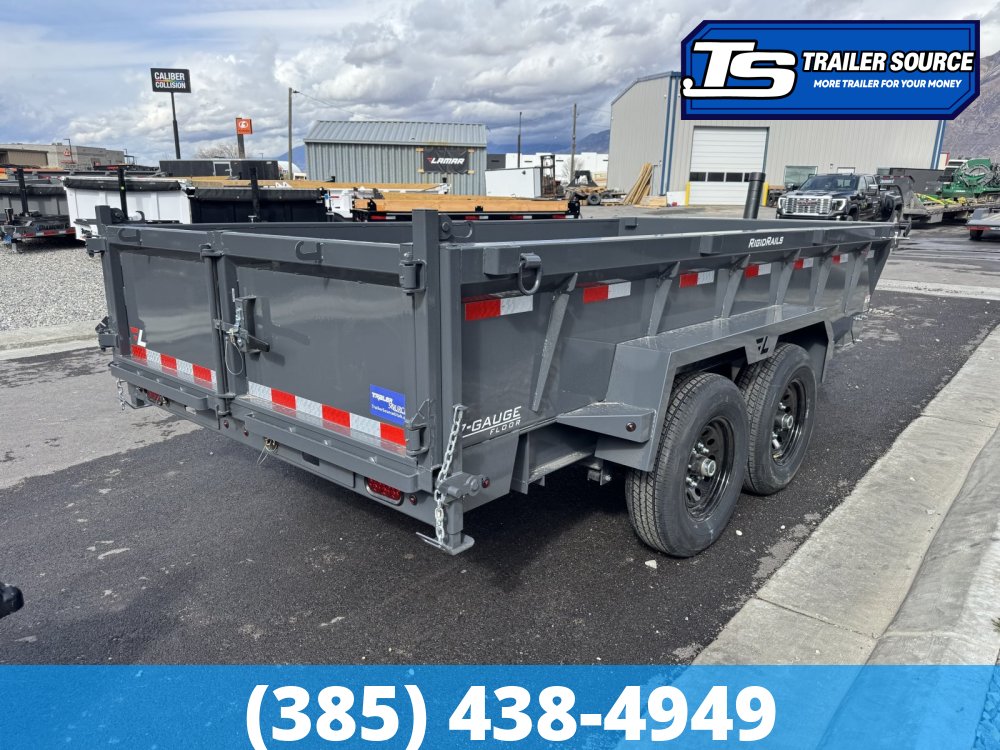 7x14 Lamar DT Dump Trailer - 24" Sides - 14K GVWR - Stabilizer Jacks, Telescopic