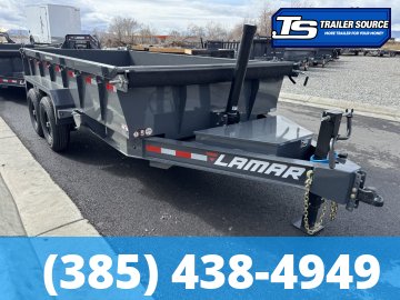 7x14 Lamar DT Dump Trailer - 24" Sides - 14K GVWR - Stabilizer Jacks, Telescopic