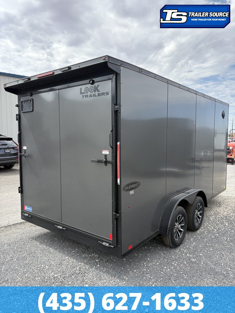 7.5x16 Look Element SE Enclosed Cargo Trailer - 7'0" Interior - 7K GVWR - .080 PolyCor, Alloy Wheels, Black Out Package, Rear Spoiler w/ Load Lights