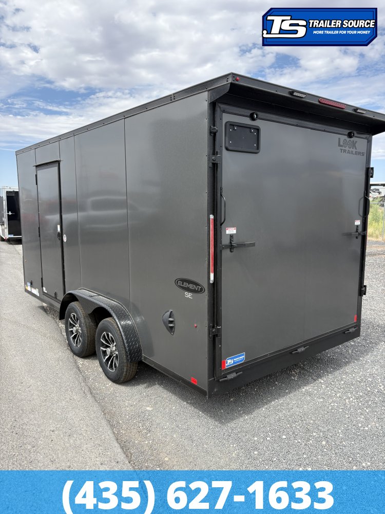 7.5x16 Look Element SE Enclosed Cargo Trailer - 7'0" Interior - 7K GVWR - .080 PolyCor, Alloy Wheels, Black Out Package, Rear Spoiler w/ Load Lights