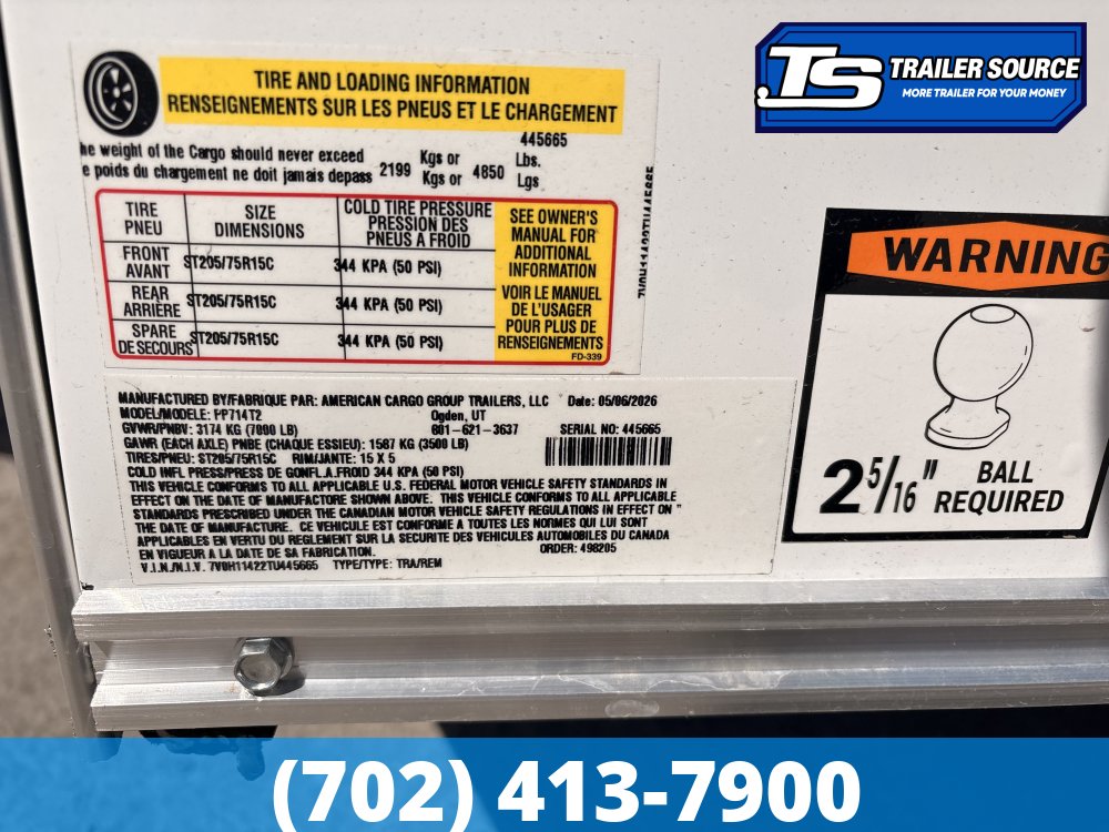 7x14 Haulmark Passport Enclosed Cargo Trailer - 7'0" Interior - 7K GVWR -