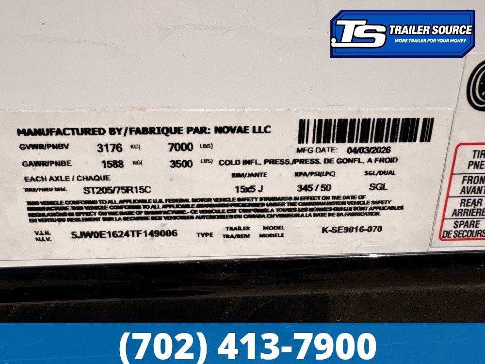 7.5x16 Look Element SE Enclosed Cargo Trailer - 6'6" Interior - 7K GVWR -