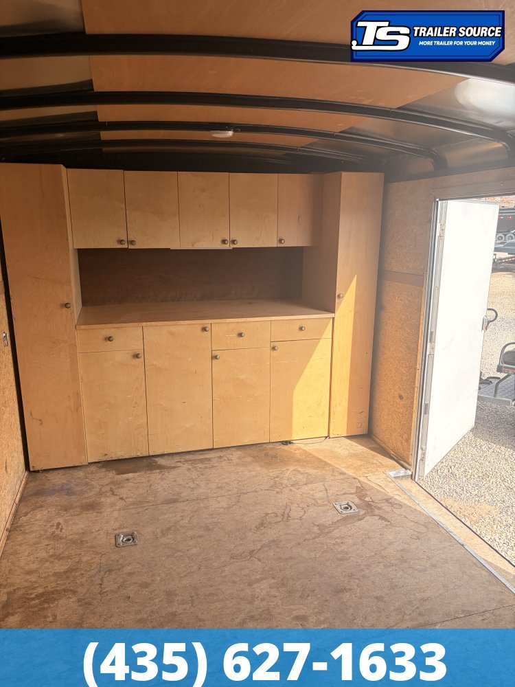 8.5x24 Haulmark Transport Enclosed Cargo Trailer - 10K GVWR - Lower Cabinet, Roof Vent, Stabilizer Jacks, Upper Cabinet
