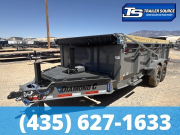 7x16 Diamond C LPT 210 Deckover Dump Trailer - 23K GVWR - Board Brackets, Hydraulic Jack(s)