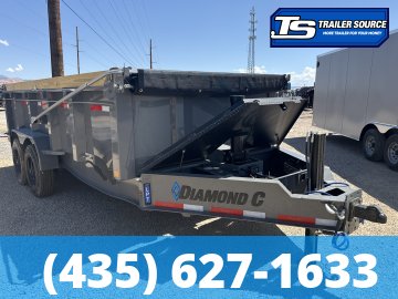 7x16 Diamond C LPT 210 Deckover Dump Trailer - 23K GVWR - Board Brackets, Hydraulic Jack(s)