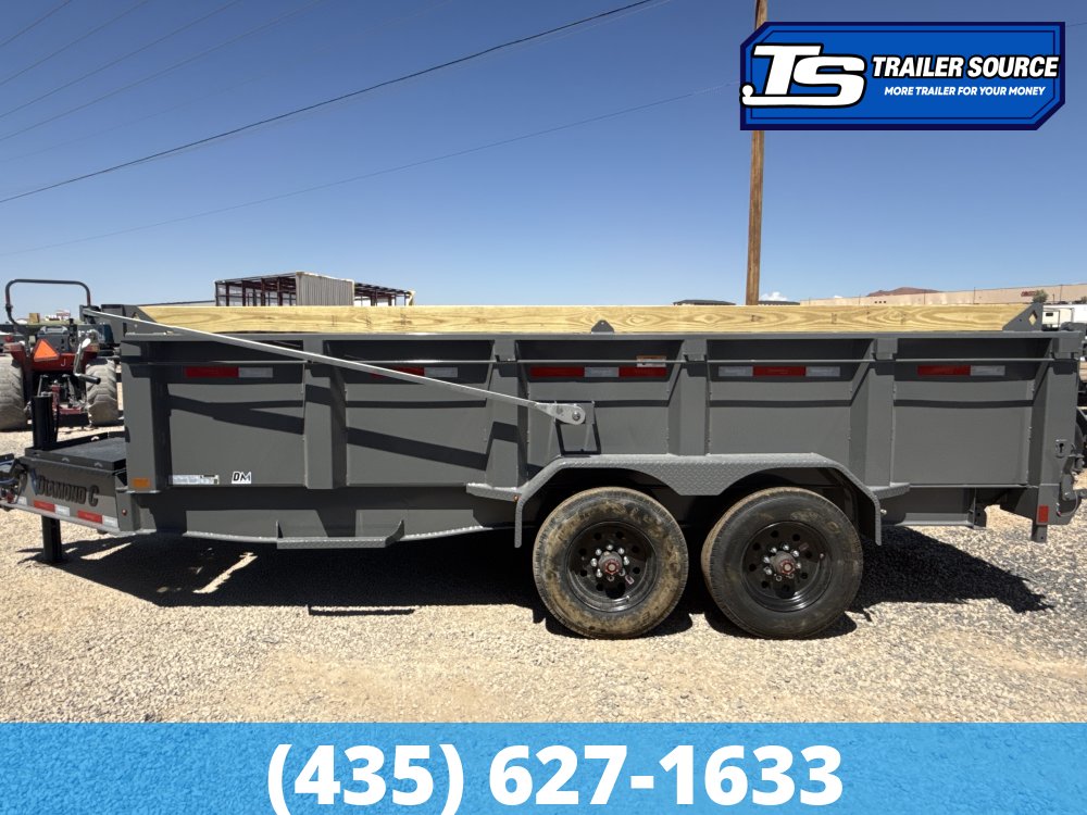 7x16 Diamond C LPT 210 Deckover Dump Trailer - 23K GVWR - Board Brackets, Hydraulic Jack(s)