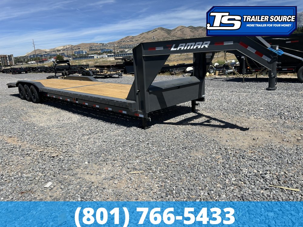 8.5'x40' Lamar H8 Gooseneck Wide Body w/ Drive Over Fenders Equipment Trailer - 21K GVWR -