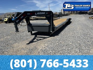 8.5'x40' Lamar H8 Gooseneck Wide Body w/ Drive Over Fenders Equipment Trailer - 21K GVWR -