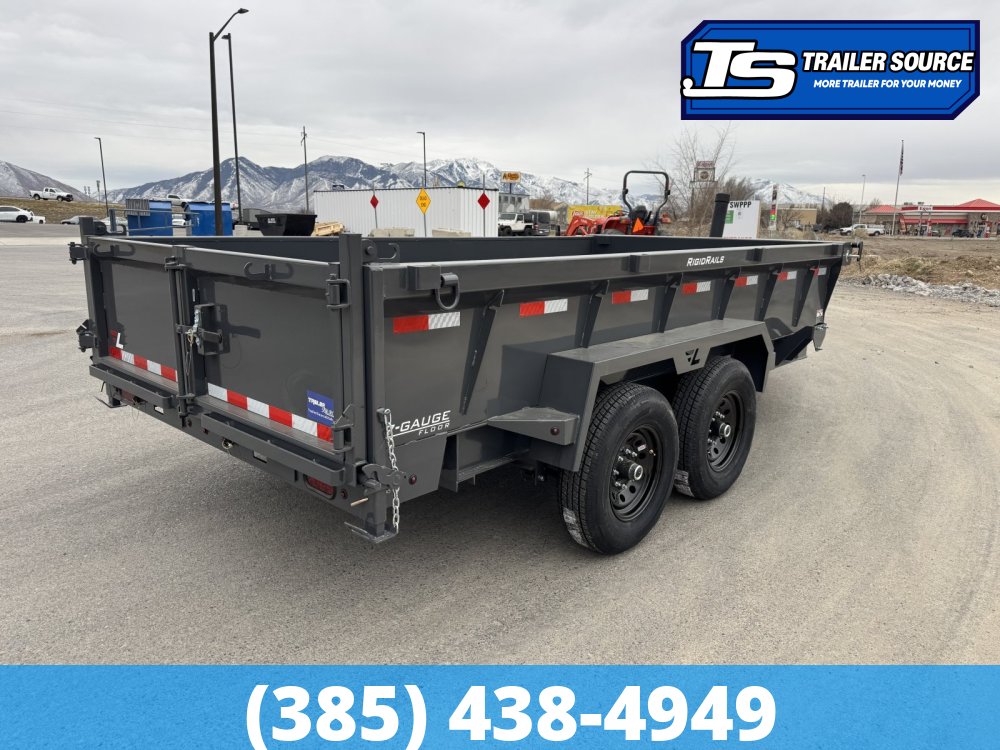 7x14 Lamar DT Dump Trailer - 24" Sides - 14K GVWR - Stabilizer Jacks, Telescopic