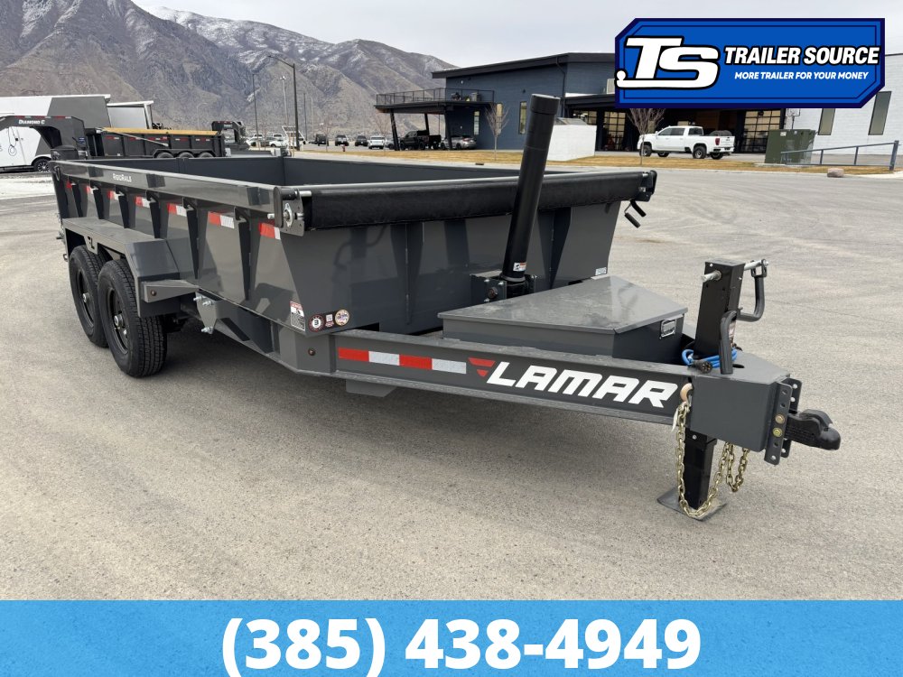 7x14 Lamar DT Dump Trailer - 24" Sides - 14K GVWR - Stabilizer Jacks, Telescopic