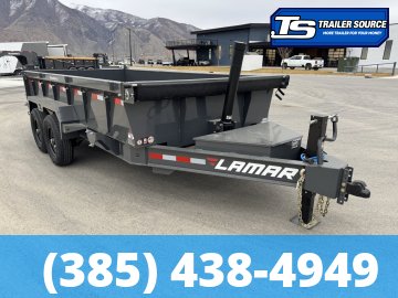 7x14 Lamar DT Dump Trailer - 24" Sides - 14K GVWR - Stabilizer Jacks, Telescopic