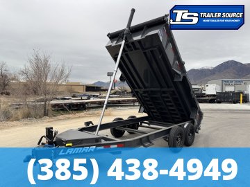 7x14 Lamar DT Dump Trailer - 24" Sides - 14K GVWR - Stabilizer Jacks, Telescopic