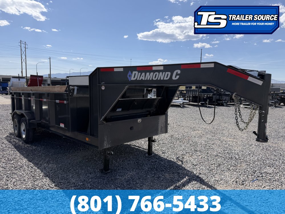 7x16 Diamond C LPT-GN 210 Dump Trailer - 20K GVWR - 7 Gauge Floor and Walls, Solar Panel, Stabilizer Jacks
