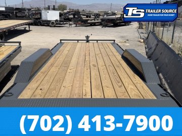 8.5x20 Lamar CC Wide Body w/ Drive Over Fenders Flatbed Car Hauler Trailer - 10K GVWR - Tongue Box, Winch Plate