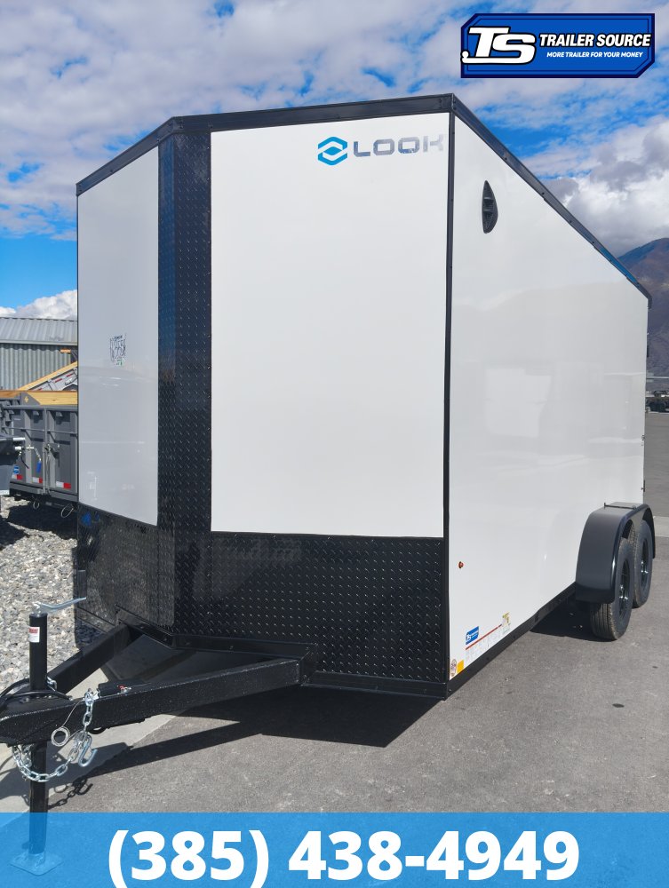 7x16 Look ST DLX Enclosed Cargo Trailer - 7'0" Interior - 7K GVWR - .080 PolyCor, Black Out Package, D-Rings, Rear Spoiler w/ Load Lights