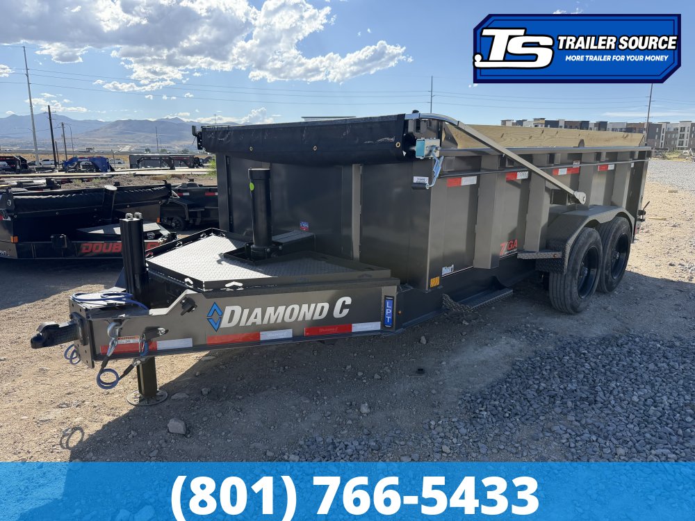 7x14 Diamond C LPT 208 Pacesetter Pkg Dump Trailer - 32" Sides - 18K GVWR - 7 Gauge Floor and Walls