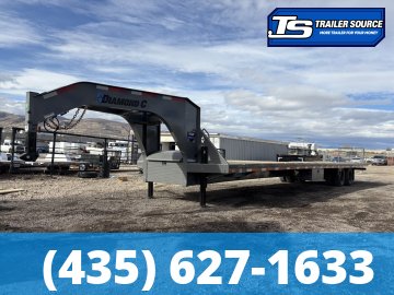 8.5x40 Diamond C FMAX-HDT 212 Gooseneck Hydraulic Dovetail Equipment Trailer -  25.9K GVWR - Hydraulic Jack(s)