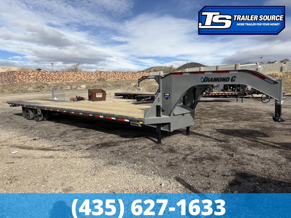 8.5x40 Diamond C FMAX-HDT 212 Gooseneck Hydraulic Dovetail Equipment Trailer -  25.9K GVWR - Hydraulic Jack(s)