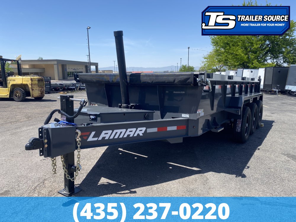 7x16 Lamar DT Dump Trailer - 24" Sides - 21K GVWR - Stabilizer Jacks, Telescopic